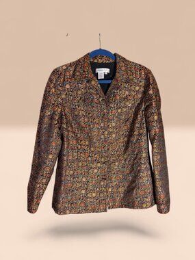 VTG Coldwater Creek Women's Multicolor Chintz Tapestry Blazer Jacket Sz M